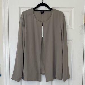 Eileen Fisher Silk Georgette Roundneck Jacket with Front Clasp